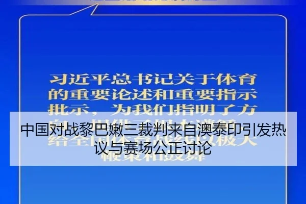 中国对战黎巴嫩三裁判来自澳泰印引发热议与赛场公正讨论 - LD
